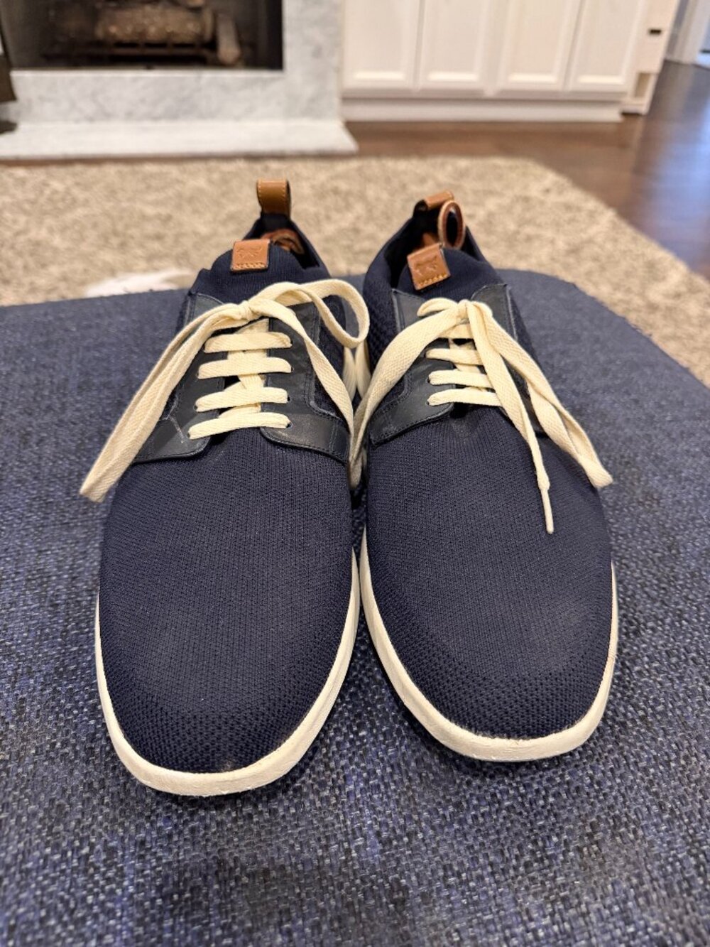 Wolf And Shepherd Swiftknit Men's DERBY Shoe In Navy And White